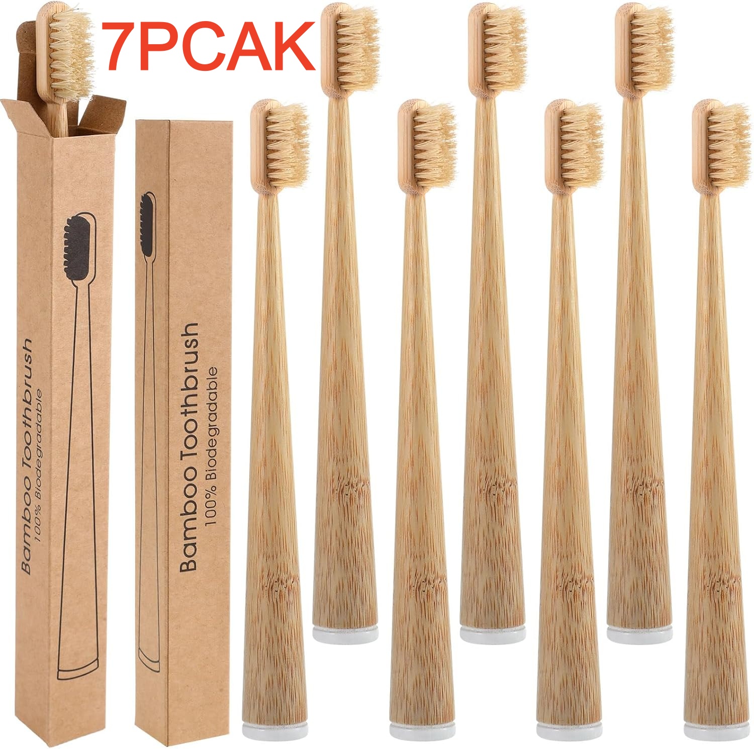 7 PACK Compostable & Biodegrad - Bamboo Toothbrush Set ulasan dan harga