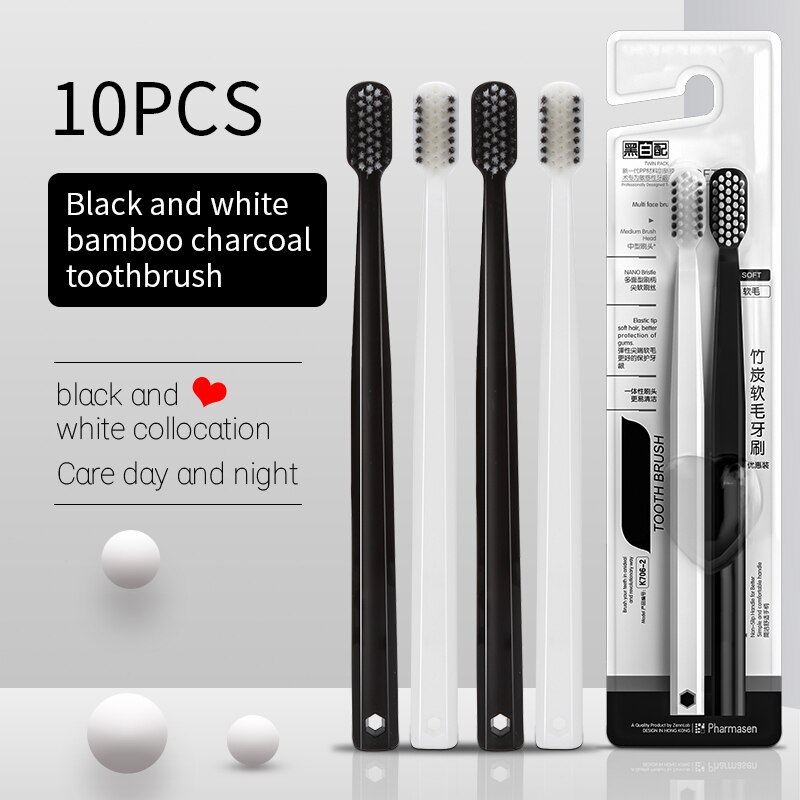 10PC Bamboo Charcoal Brush Sil - Bamboo Toothbrush Set ulasan dan harga