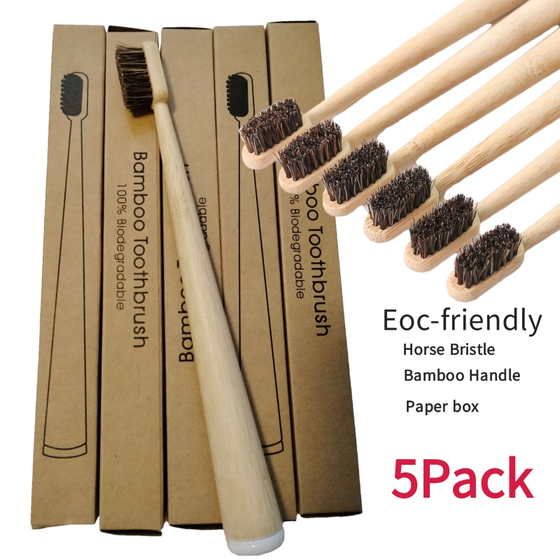 5Pcs Horsehair Bamboo Toothbru - Bamboo Toothbrush Set ulasan dan harga