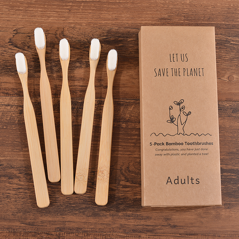 5Pcs Ultra Fine Soft Toothbrus - Bamboo Toothbrush Set ulasan dan harga