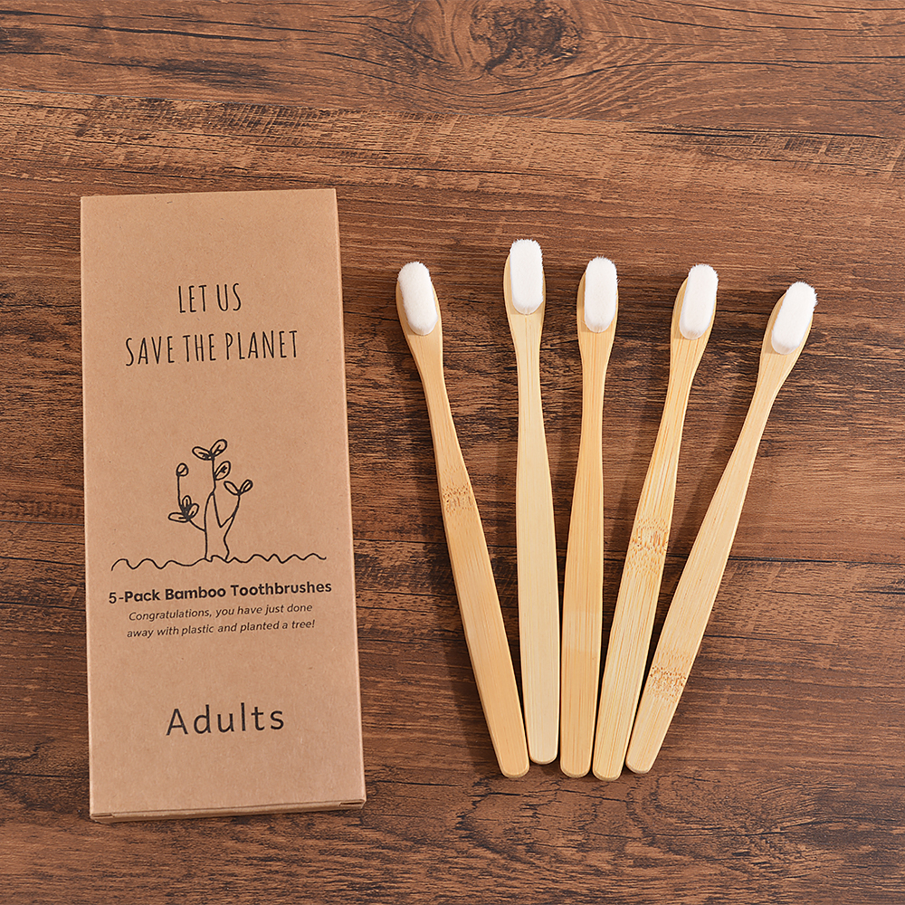 5Pcs Ultra Fine Soft Toothbrus - Bamboo Toothbrush Set ulasan dan harga