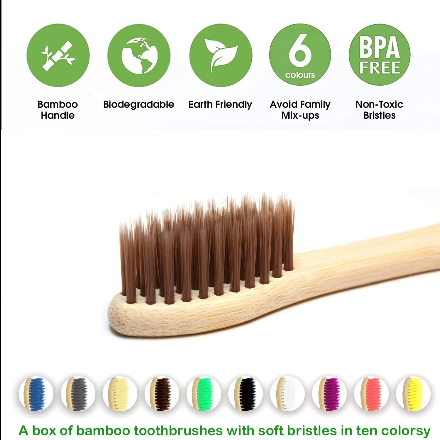 10 Pack Natural Bamboo Toothbr - Bamboo Toothbrush Set ulasan dan harga