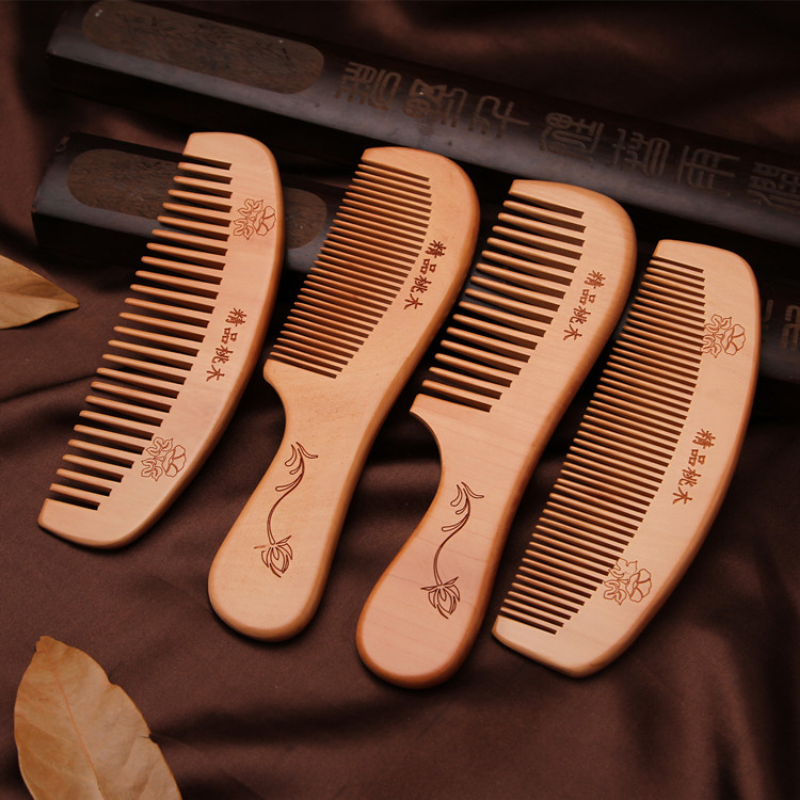 Natural Peach Wood Hair Comb C - Bamboo Toothbrush Set ulasan dan harga