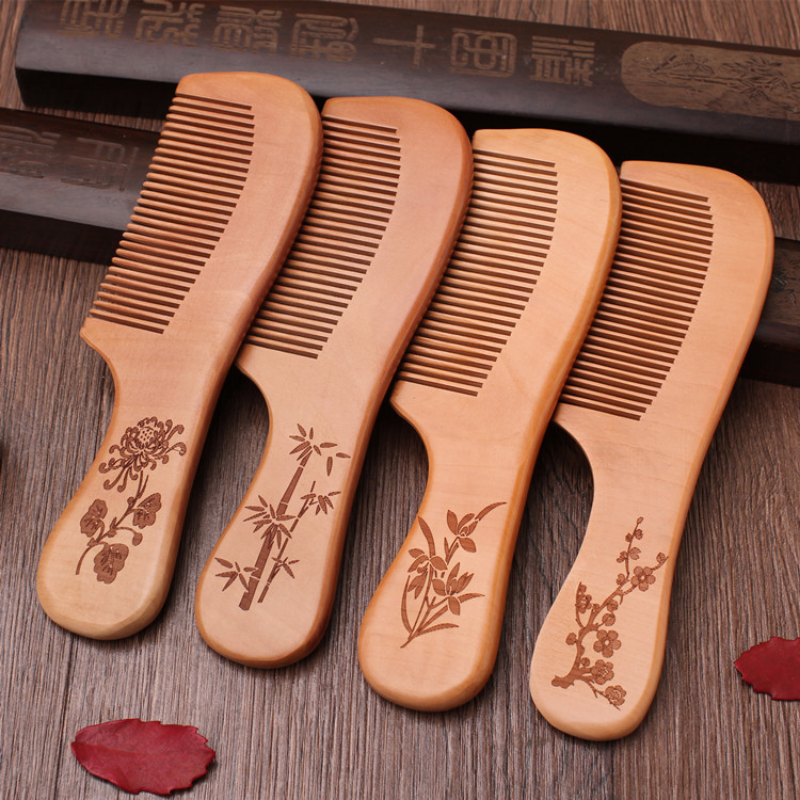 Natural Peach Wood Hair Comb C - Bamboo Toothbrush Set ulasan dan harga