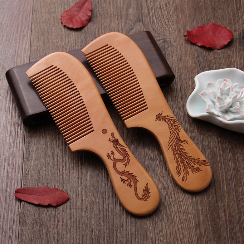 Natural Peach Wood Hair Comb C - Bamboo Toothbrush Set ulasan dan harga