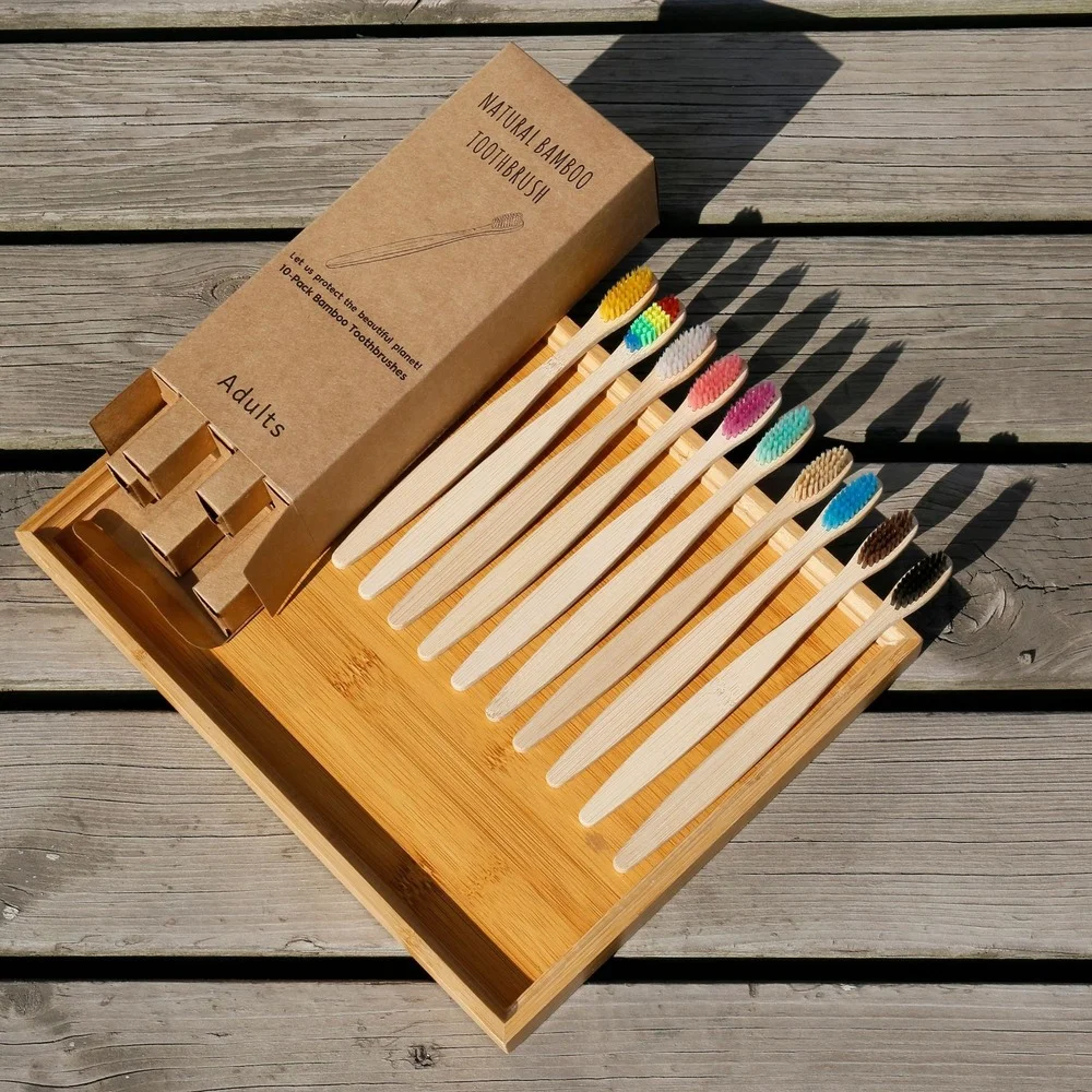 10PCS Colorful Toothbrush Natu - Bamboo Toothbrush Set ulasan dan harga