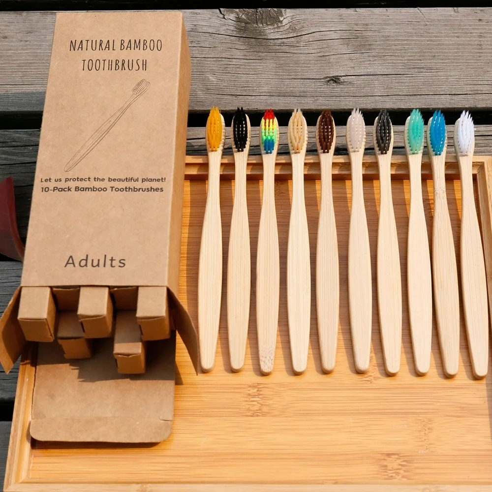 10PCS Colorful Toothbrush Natu - Bamboo Toothbrush Set ulasan dan harga