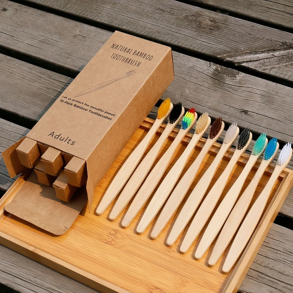 10PCS Colorful Toothbrush Natu - Bamboo Toothbrush Set ulasan dan harga