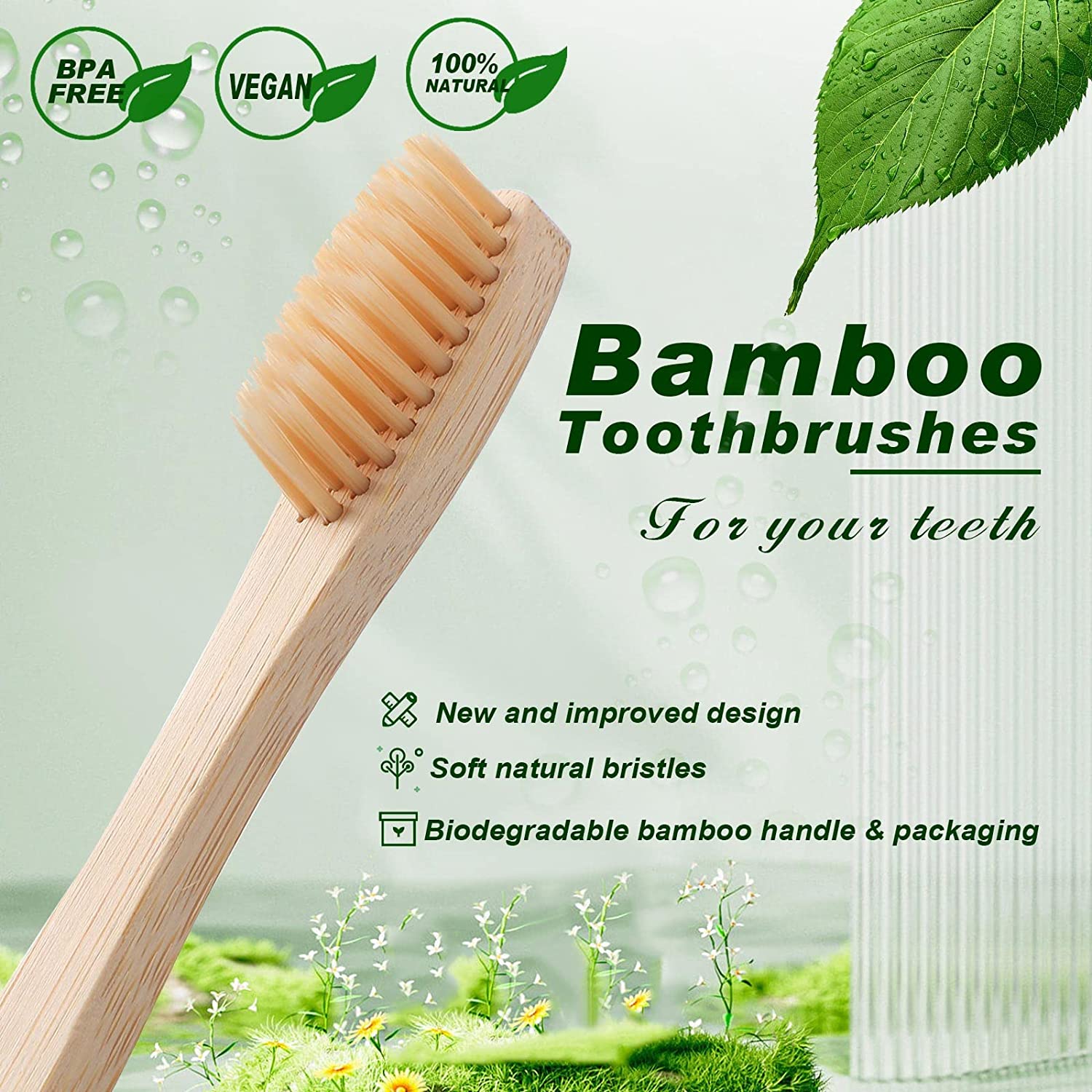 100pcs Customized Logo Kids Ba - Bamboo Toothbrush Set ulasan dan harga