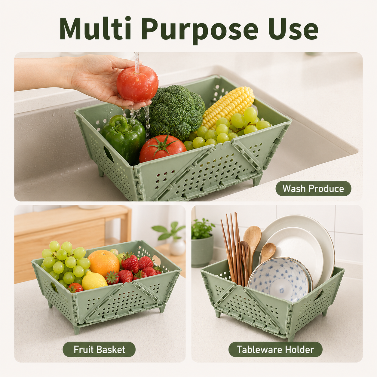 Foldable Fruit Basket Plastic  - Compost Bin Countertop ulasan dan harga