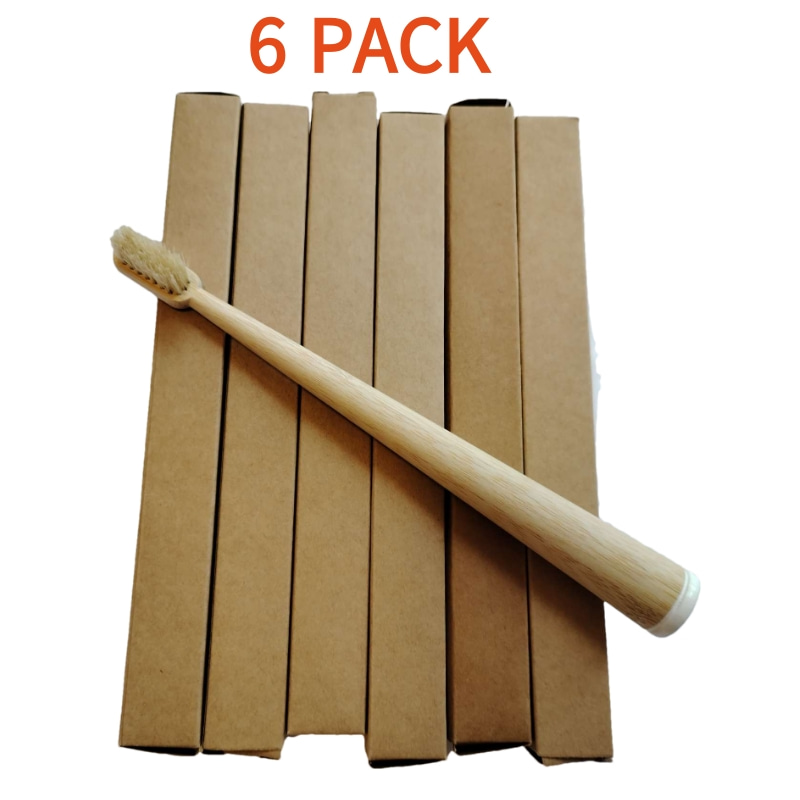 6 Pack Boar Bristle & Bamboo T - Bamboo Toothbrush Set ulasan dan harga