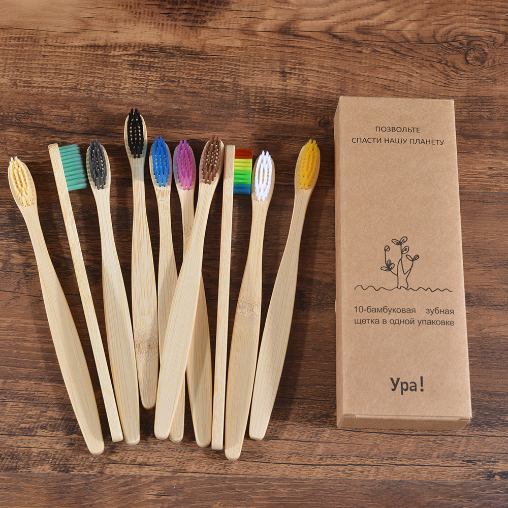 10Pcs Colorful Toothbrush Natu - Bamboo Toothbrush Set ulasan dan harga