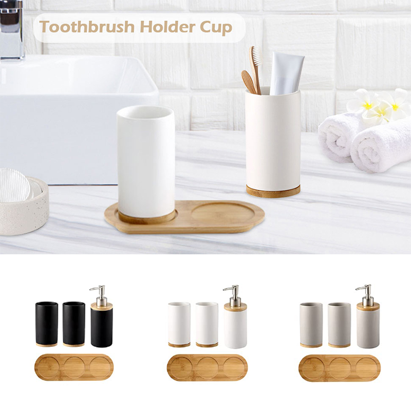 Ceramic Bathroom Set Fine Cera - Bamboo Toothbrush Set ulasan dan harga