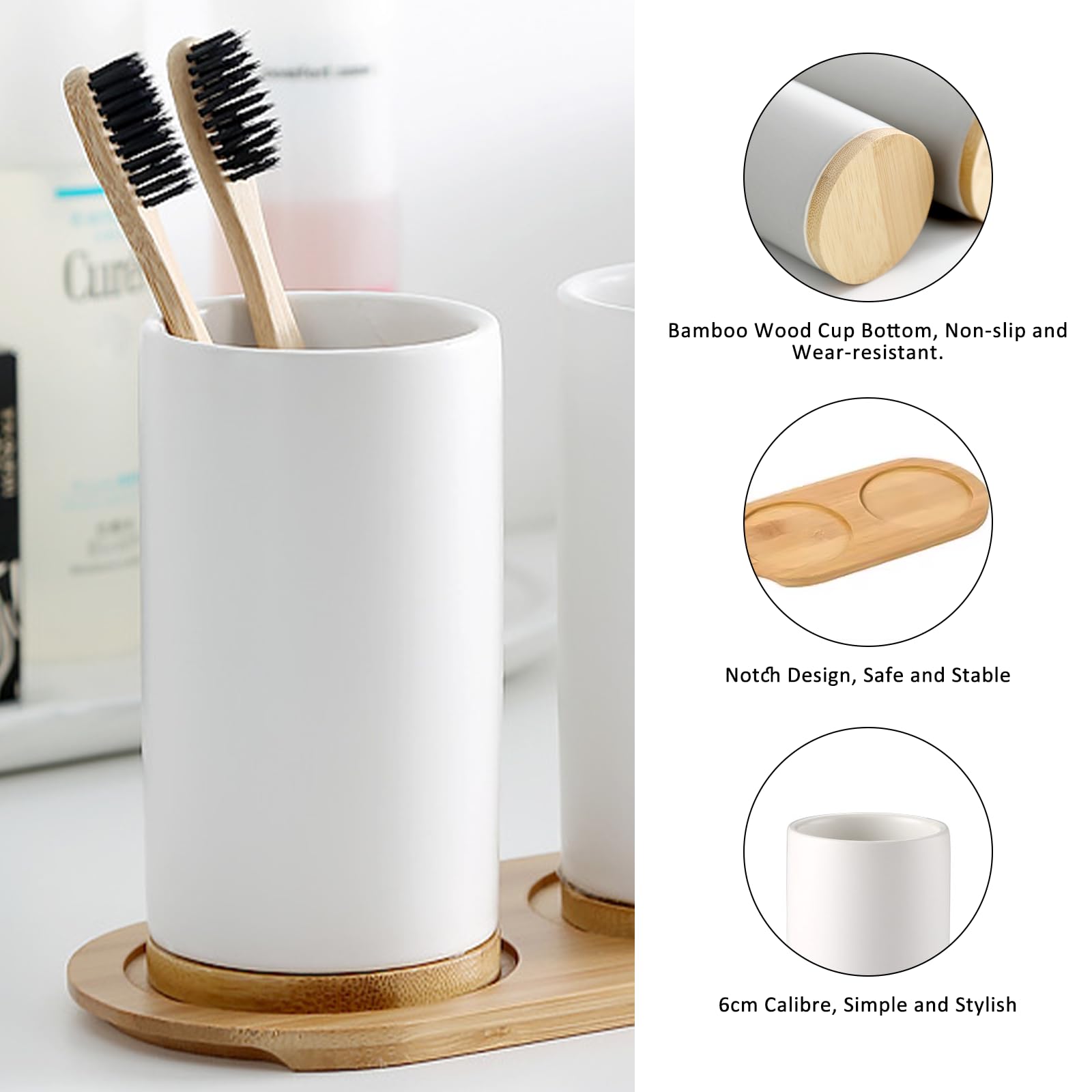 Ceramic Bathroom Set Fine Cera - Bamboo Toothbrush Set ulasan dan harga