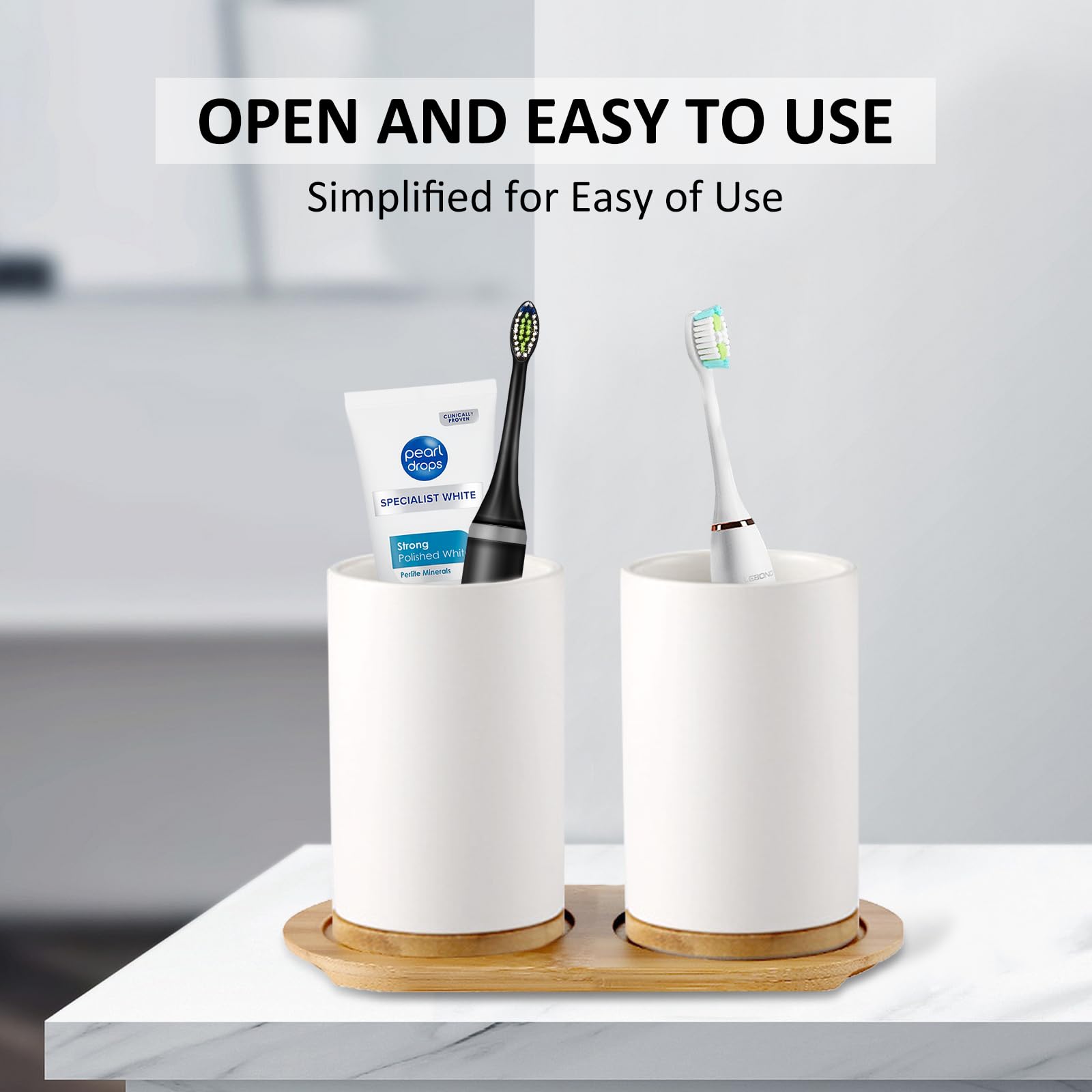 Ceramic Bathroom Set Fine Cera - Bamboo Toothbrush Set ulasan dan harga