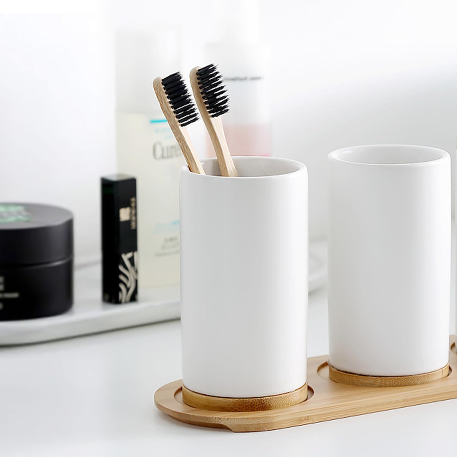 Ceramic Bathroom Set Fine Cera - Bamboo Toothbrush Set ulasan dan harga